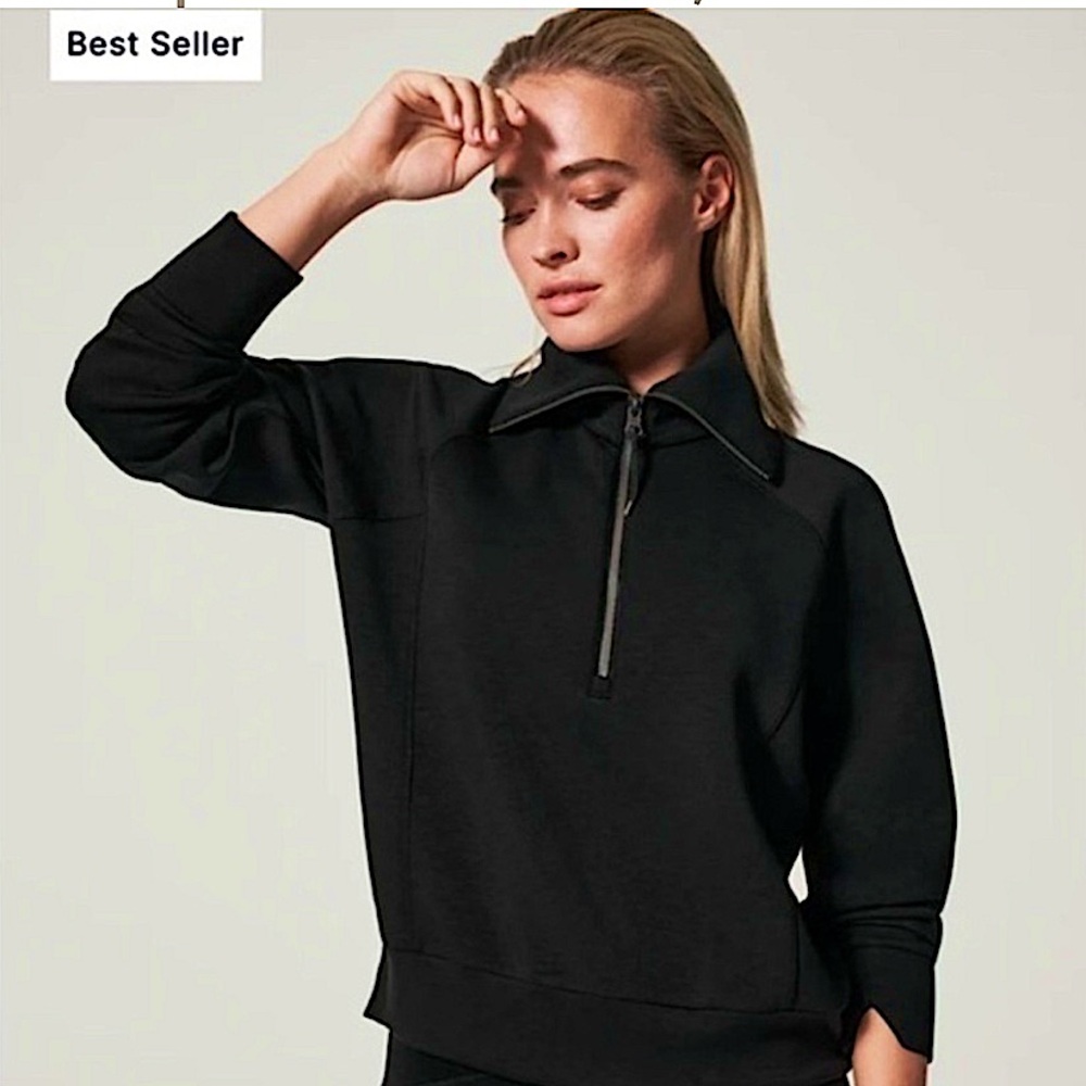 SPANX Black Half-Zip Pullover Sweater - image 5